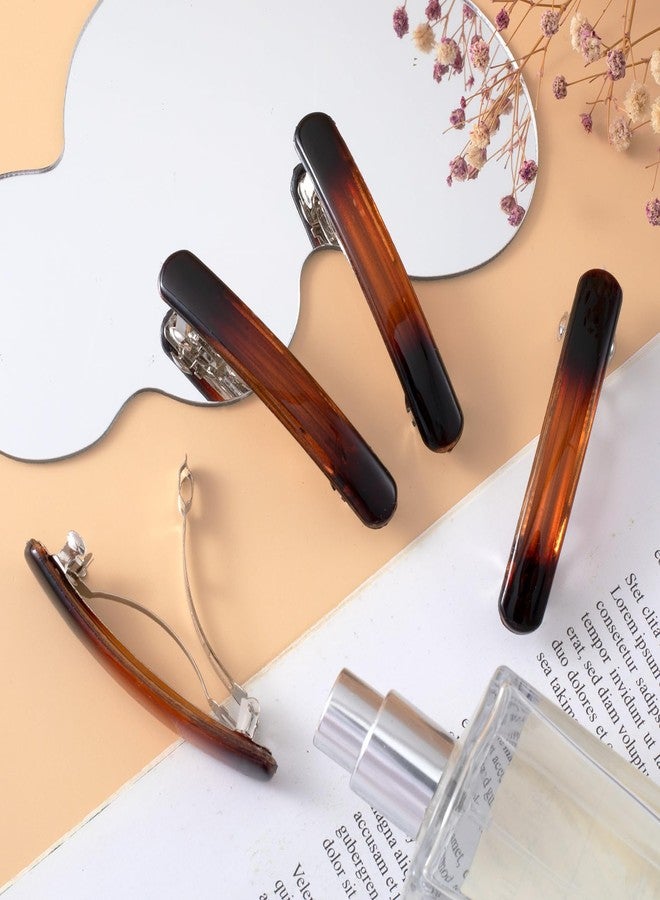 STSTR 6PCS French Barrette Hair Clips for Women, 2.48 Inch Small Tortoise Shell Hair Clip, Curved Glossy Thin Hair Flat Hair Accessories for Women - Amber, Oval Style - Image 5